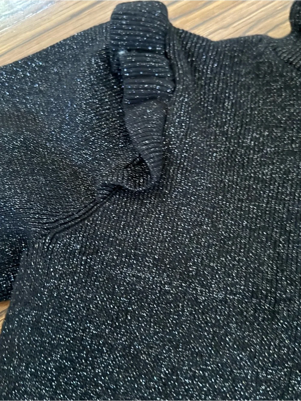 Janie and Jack Black Metallic Ruffle Mock-Neck Sweater